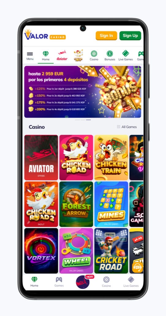 Mobile app valor casino